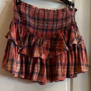 Oli & Hali Checkered Ruffle Skort - Red and Navy